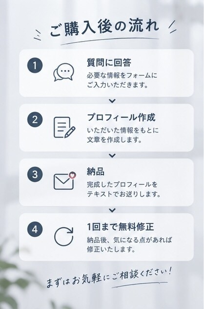 マッチングアプリのプロフィール文章を作成します あなたの魅力が伝わるプロフィールを丁寧に作成します イメージ3