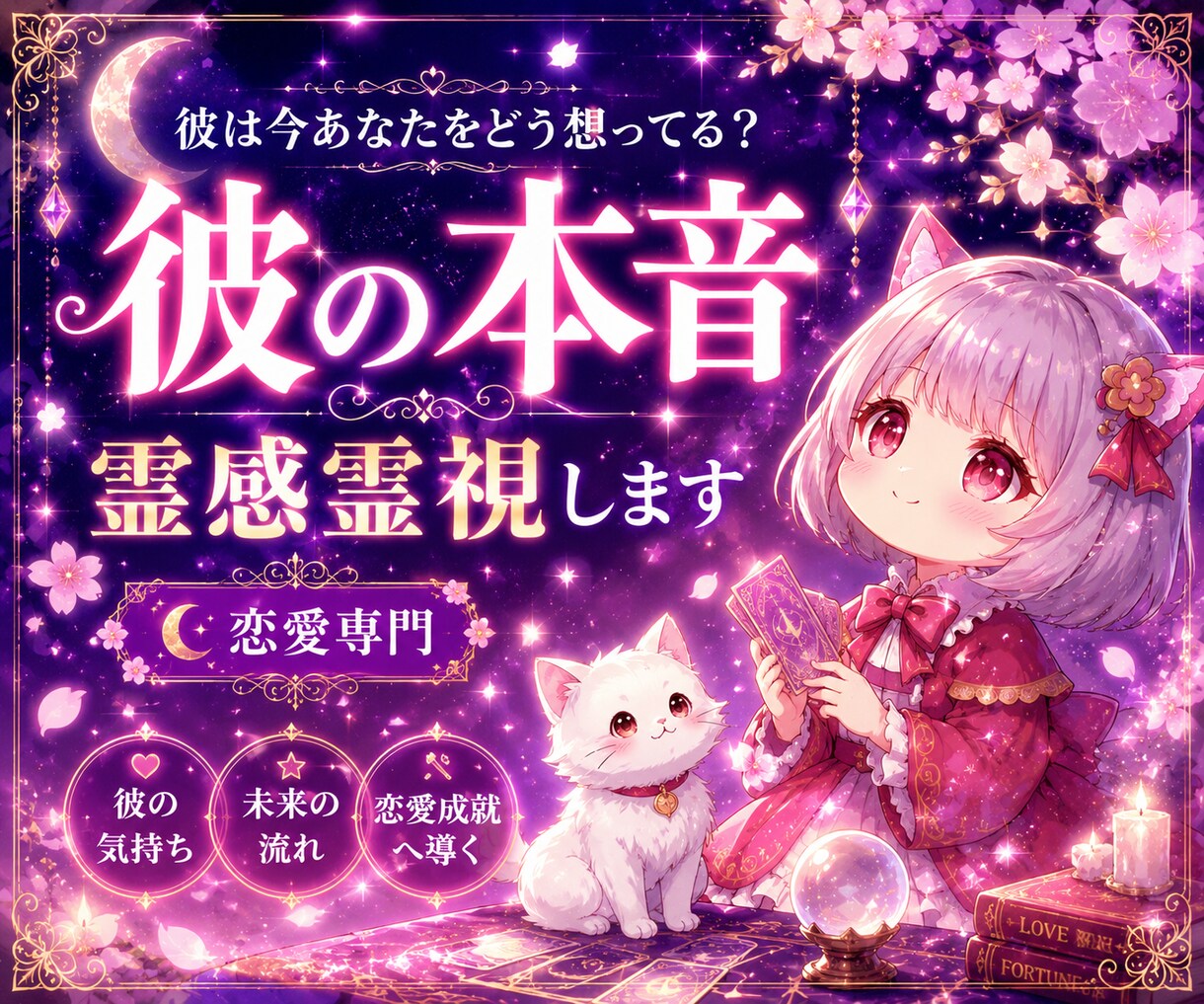 彼は今あなたをどう想ってる？本音を霊感霊視します 片思い・復縁・2人の未来を霊感タロットで深く鑑定します イメージ1