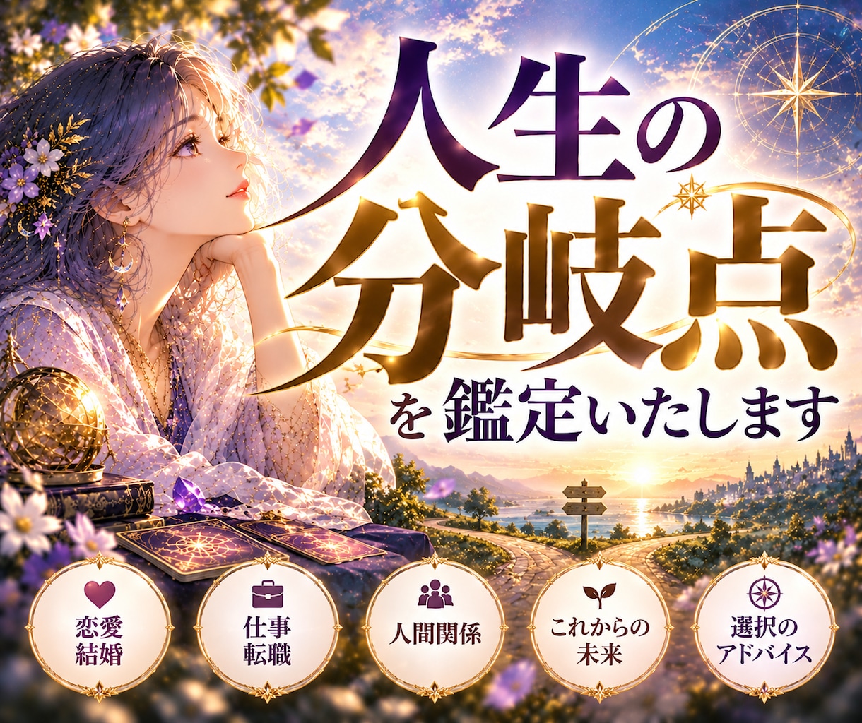 このままでいいのかな？人生の分岐点を鑑定いたします 人生の分岐点にいるあなたへ。 今の状況を整理するための鑑定を イメージ1