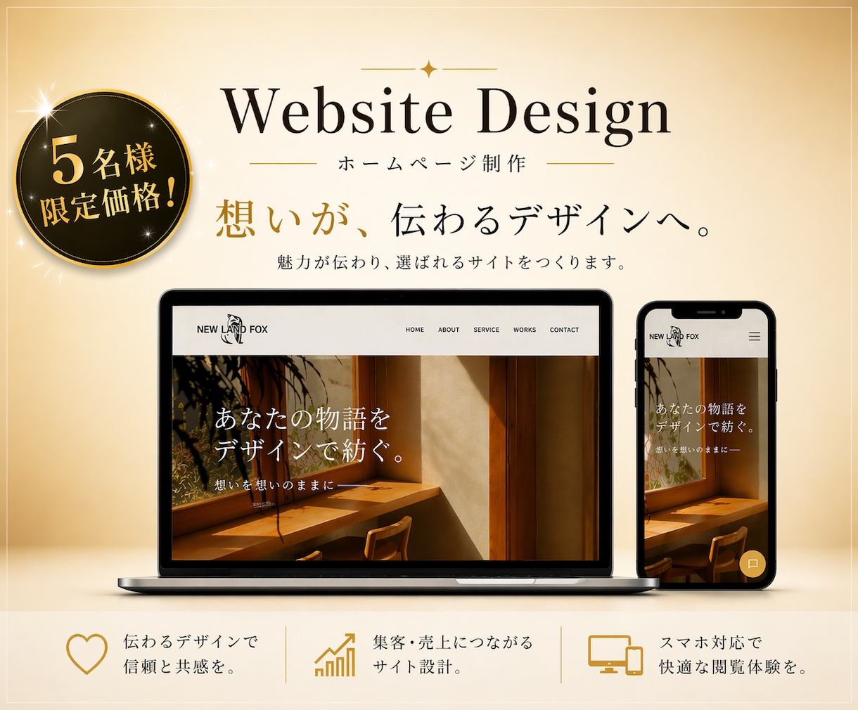 集客できるホームページ制作しまます デザインから集客まで一括サポートします イメージ1