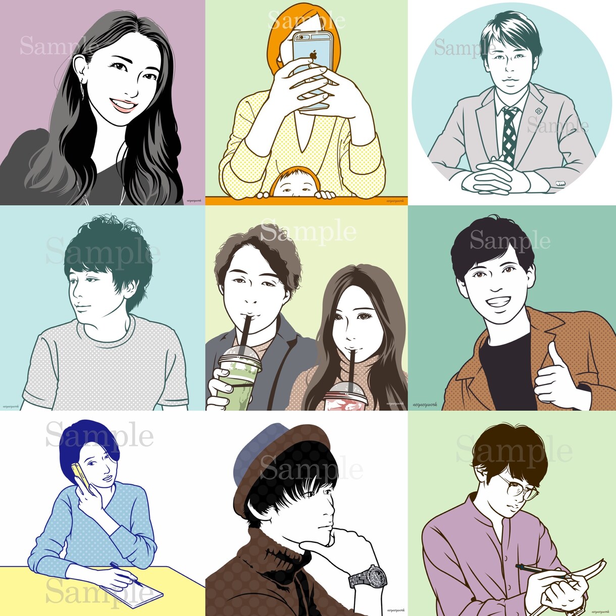 スタイリッシュな似顔絵アイコンお描きします リアル過ぎずゆる過ぎない！SNSやブログアイコンにオススメ。 イメージ6