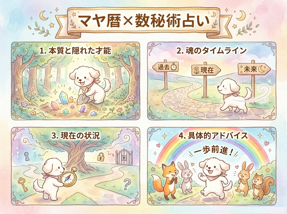 マヤ暦×数秘術で占います 占い結果をイラストにしたシールシート画像付き♪ イメージ2