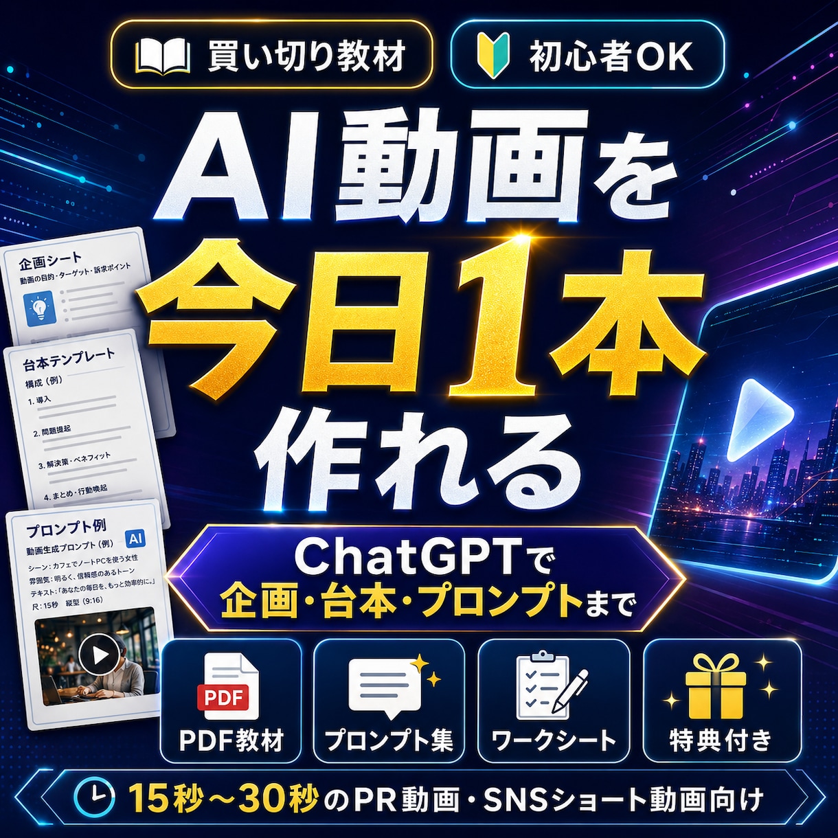 AI動画制作スターター教材【買い切り版】販売します 初心者向けに、AI動画制作を買い切り教材で学べます イメージ2