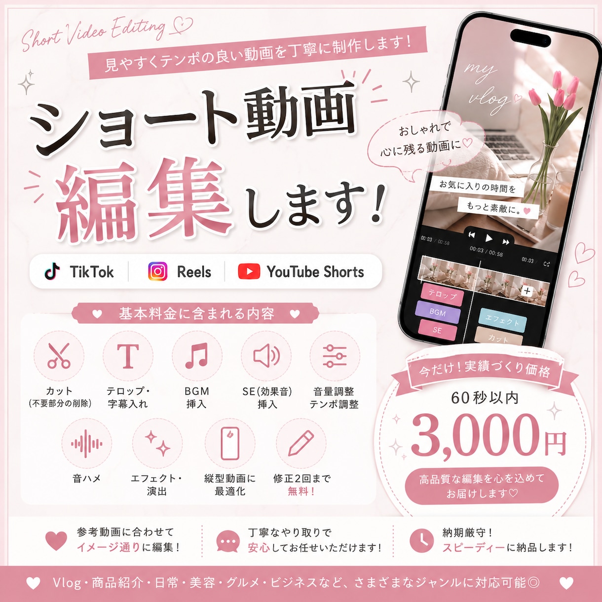SNS向けショート動画を丁寧に編集します あなたのイメージに合わせたショート動画を丁寧に制作します✨ イメージ1