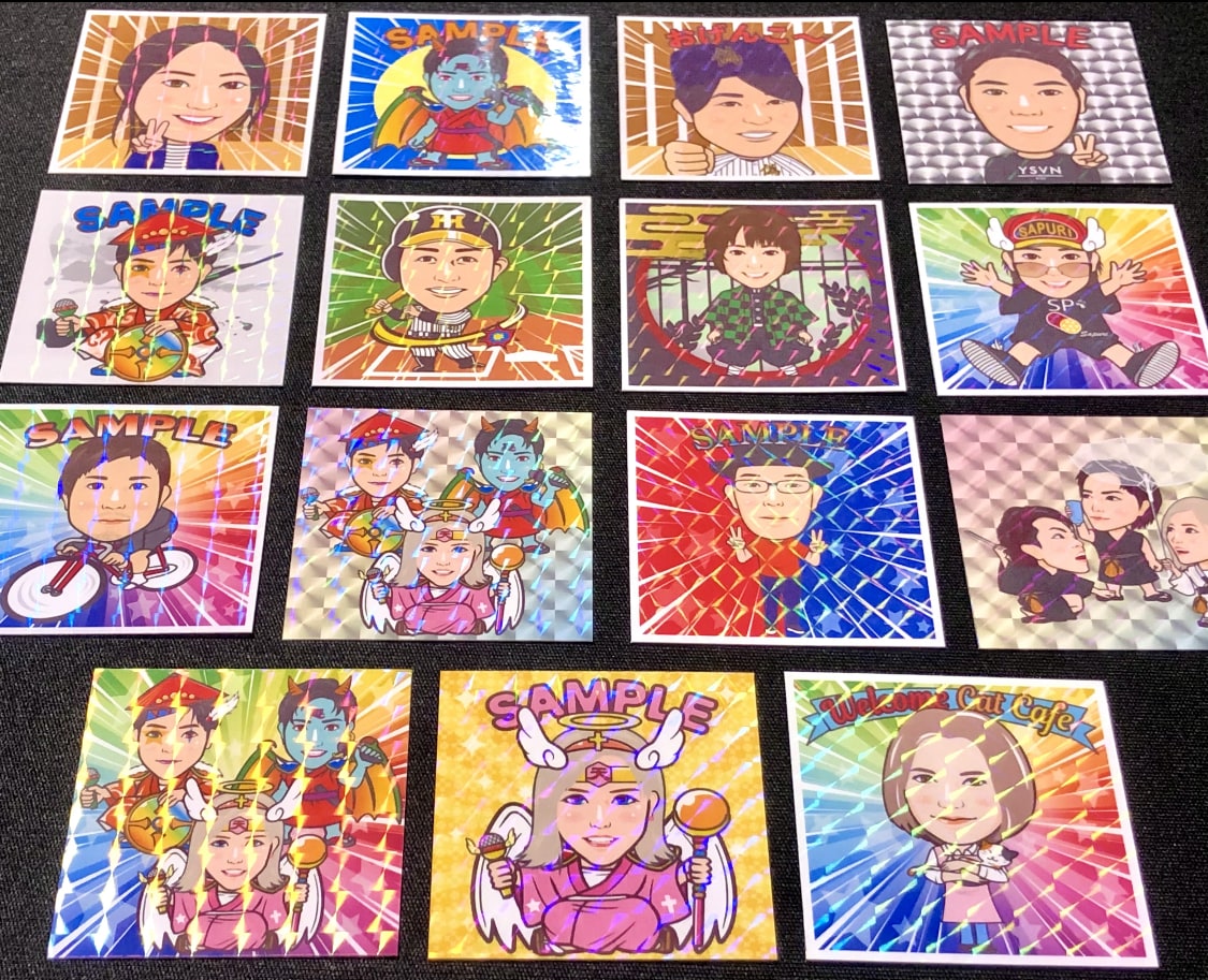 似顔絵シール、ビックリマン風シール作成、印刷します ※現在ホログラム印刷停止中 裏面印刷可、ステッカー イメージ4
