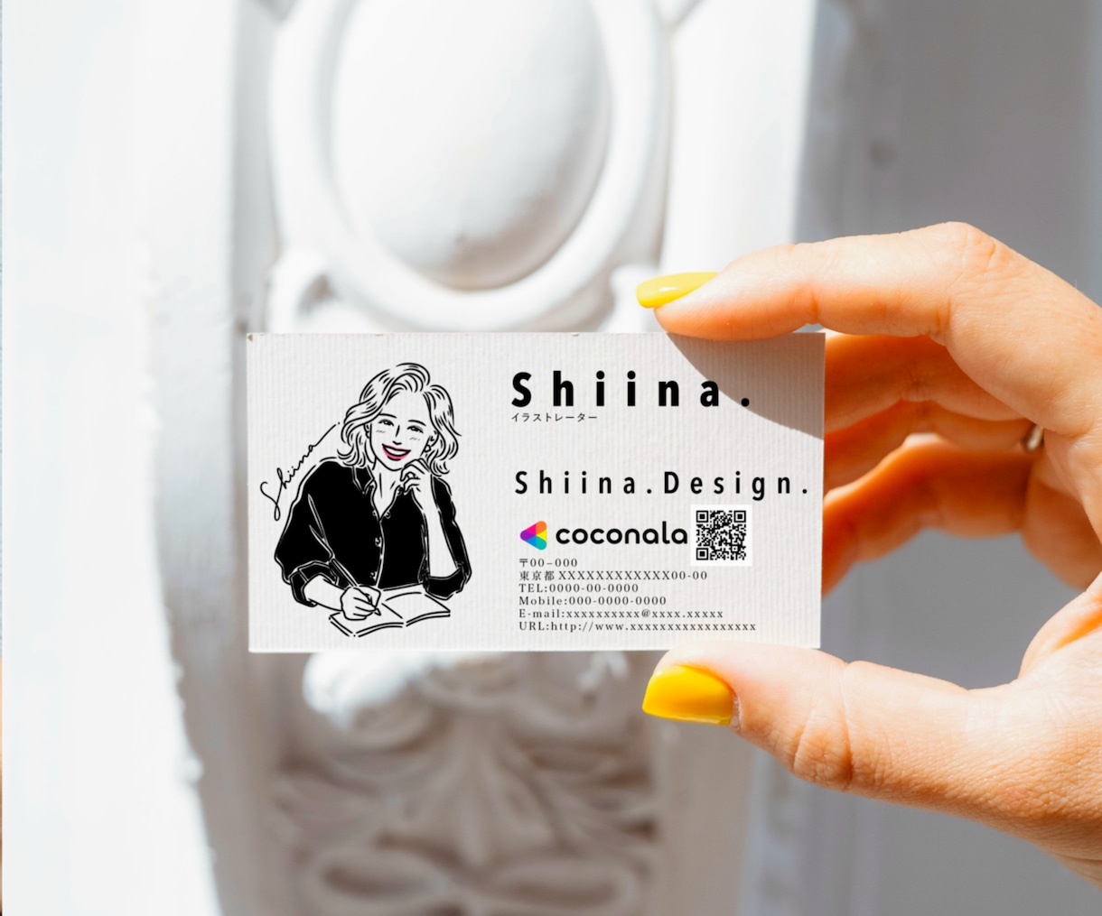 似顔絵名刺◆お名刺１００枚印刷納品込みで作成します AI無し！イラストレーターでしっかりデザイン作成します！ イメージ5