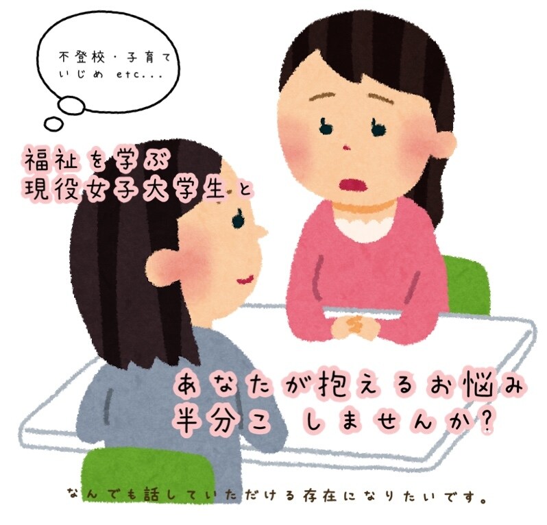 福祉を学ぶ【現役女子大学生】がお話聞かせて頂きます 専門的な話から些細なことまで聞かせてください！ イメージ1