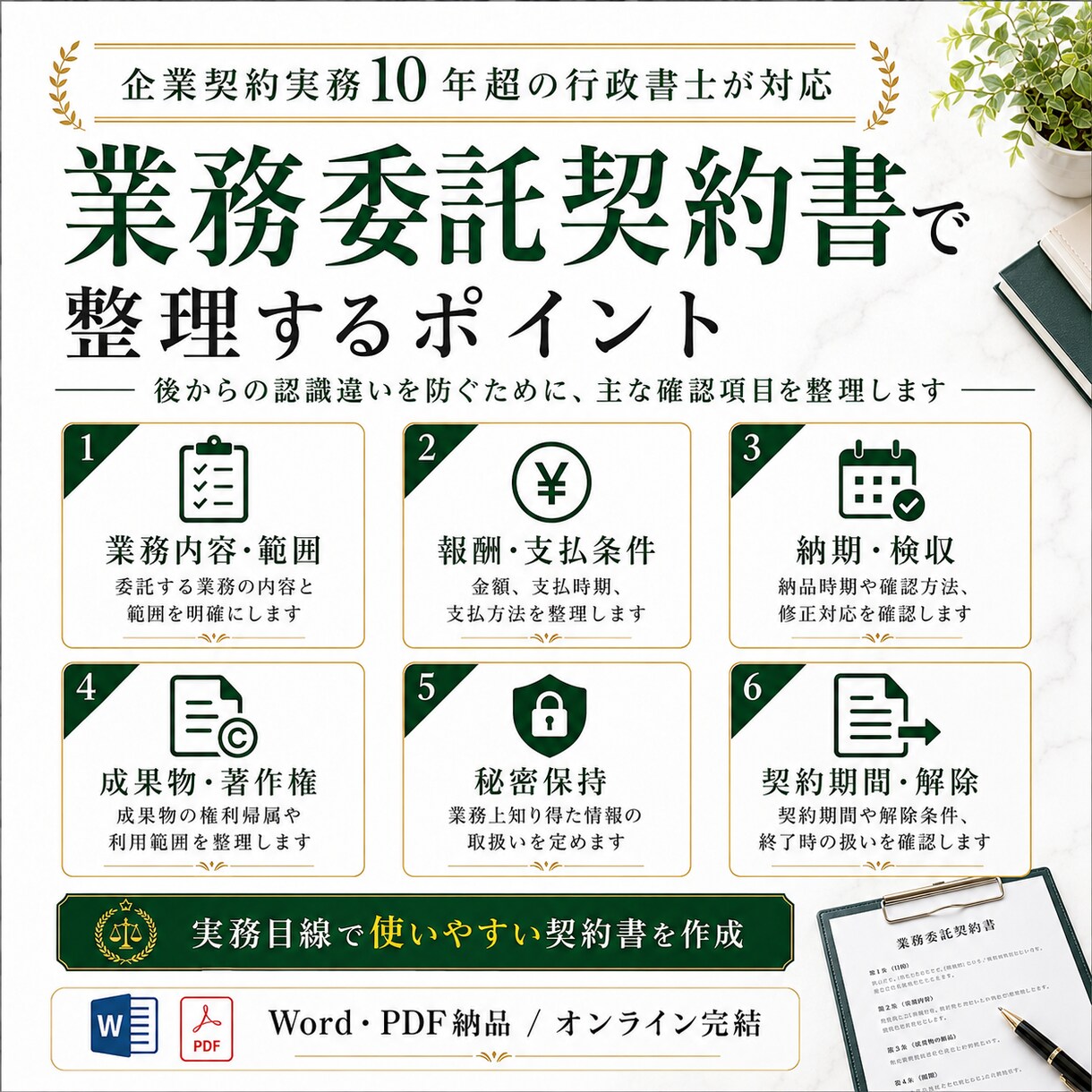 専門の行政書士が業務委託契約書を作成します 先着10名特別価格★企業にて契約関係10年の実績 イメージ4