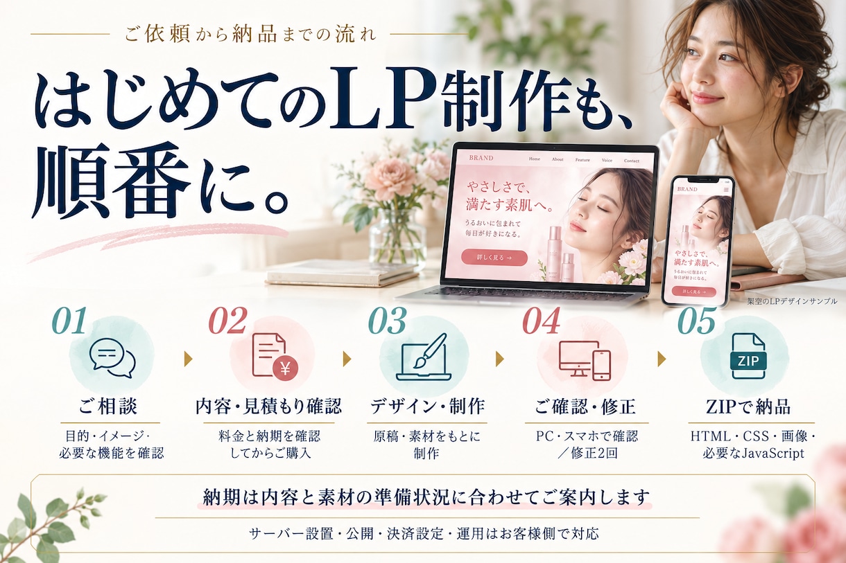商品・サービスの魅力が伝わるLPを制作いたします Webデザイナーとしての経験を活かし丁寧に制作いたします イメージ2