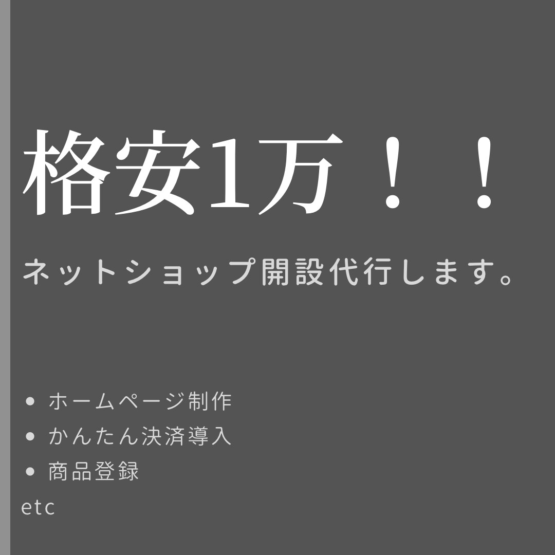 1万円でwebサイト制作できます 本格的なネットショップのホームページ制作を1万円〜受けつけ イメージ1