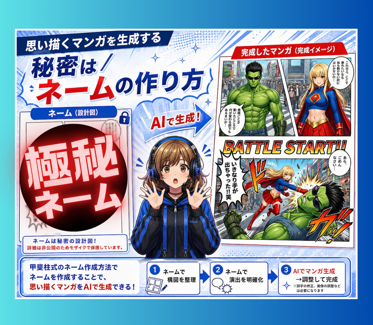 AIマンガ一撃生成!!／ネームで作る方法を教えます 秘密のネーム作成法で思い描いたAIマンガが作れます イメージ4