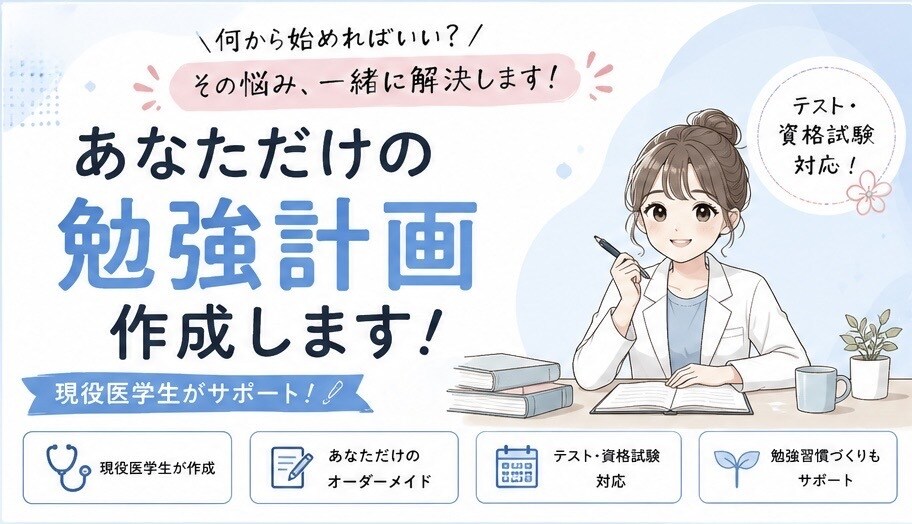 現役医学生があなた専用の勉強計画を作成します 目標・生活スタイルに合わせた、続けやすい勉強計画をご提案！ イメージ1