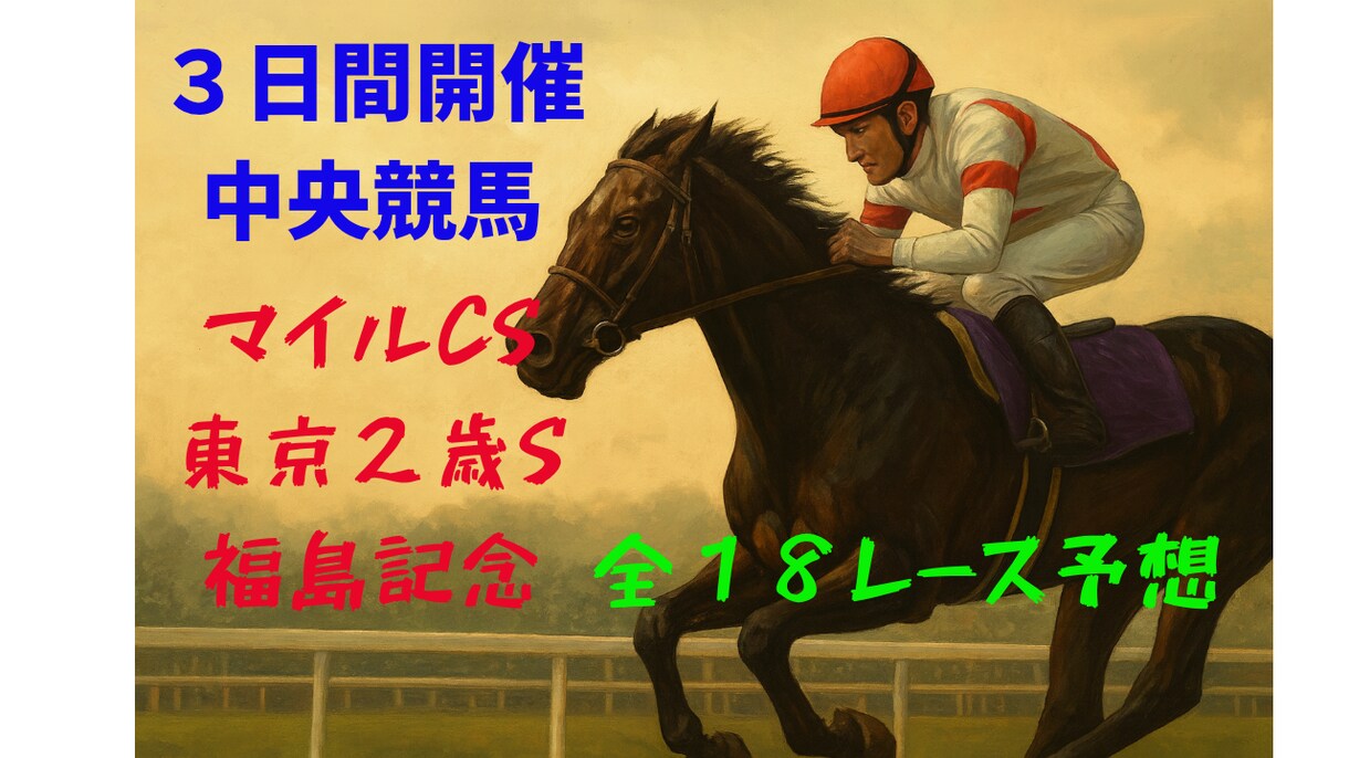 今週は３日間開催❗️中央競馬勝負レース予想します 絶好調馬券術❗️マイルチャンピオンシップなど全１８レース予想 イメージ1