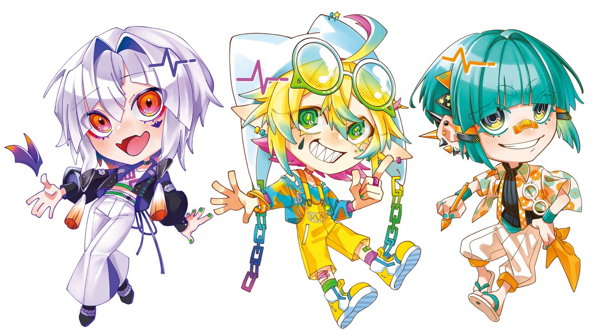 可愛いポップなミニキャラ描きます 等身指定可能。ポップな絵柄で可愛いミニキャラです！ イメージ1
