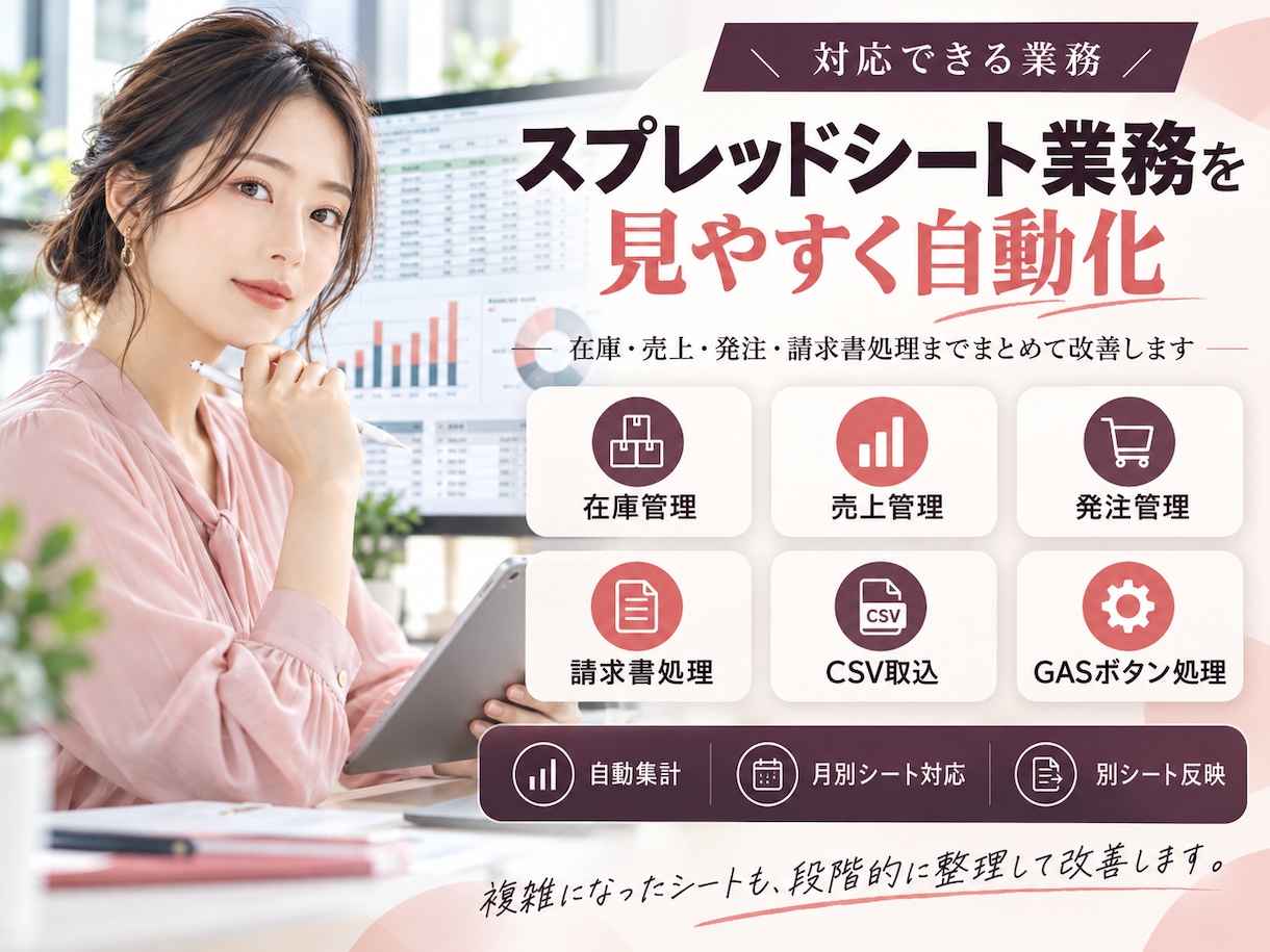 在庫・売上管理をGASで自動化します 複雑なスプレッドシート業務を実務仕様に改善します イメージ2