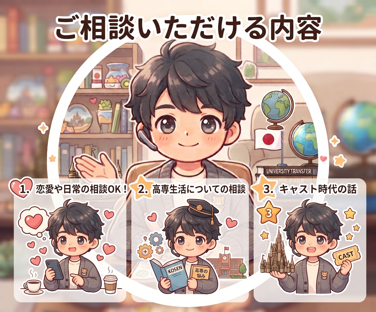 高専卒、元キャストの電話雑談！お話をお聞きします 高専とテーマパークで培ったホスピタリティで心を軽くします。 イメージ2