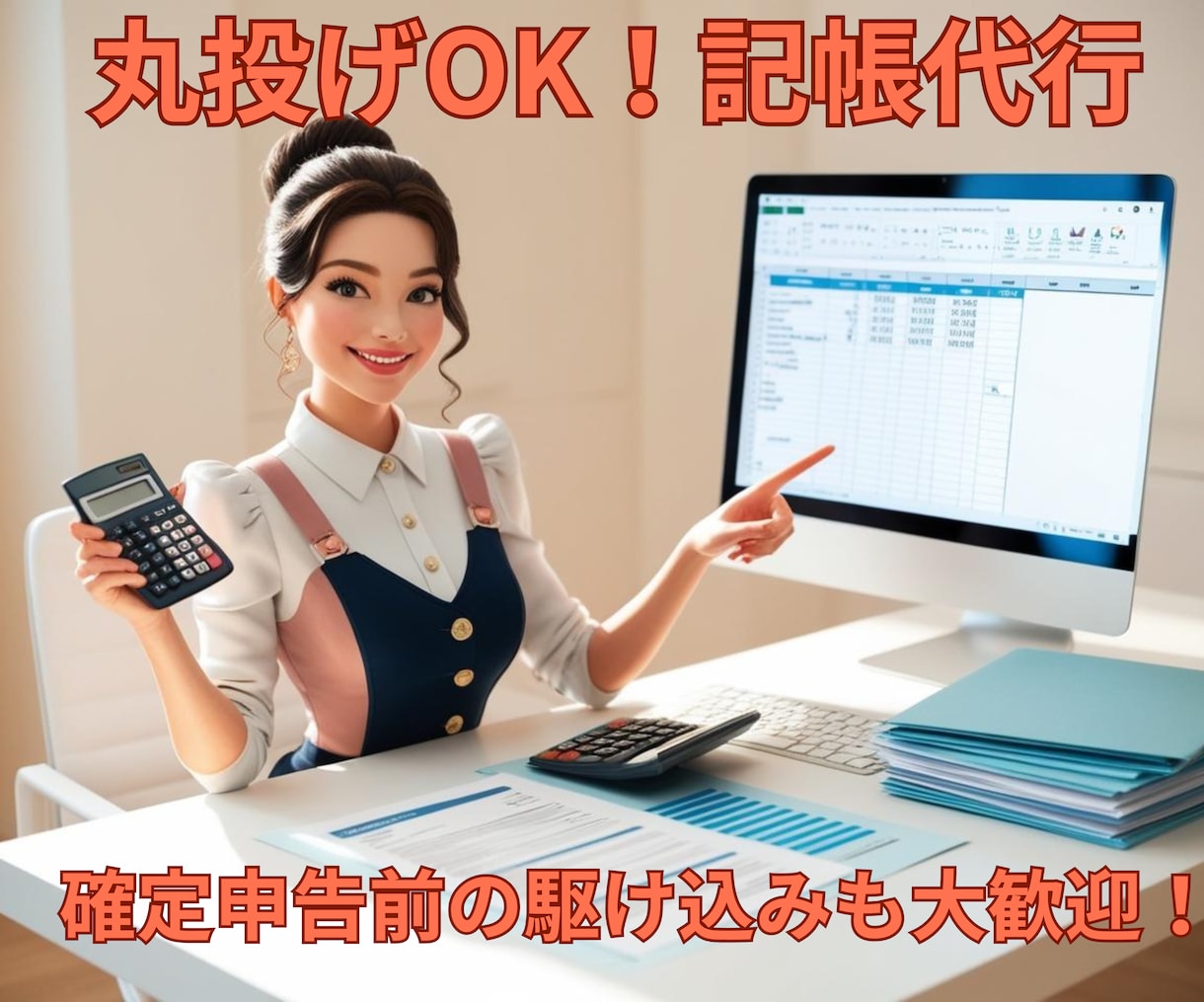 面倒！難しい！わからない！そんな方の記帳代行します 記帳をする時間がない個人事業主さんへ、記帳サービスをします イメージ1