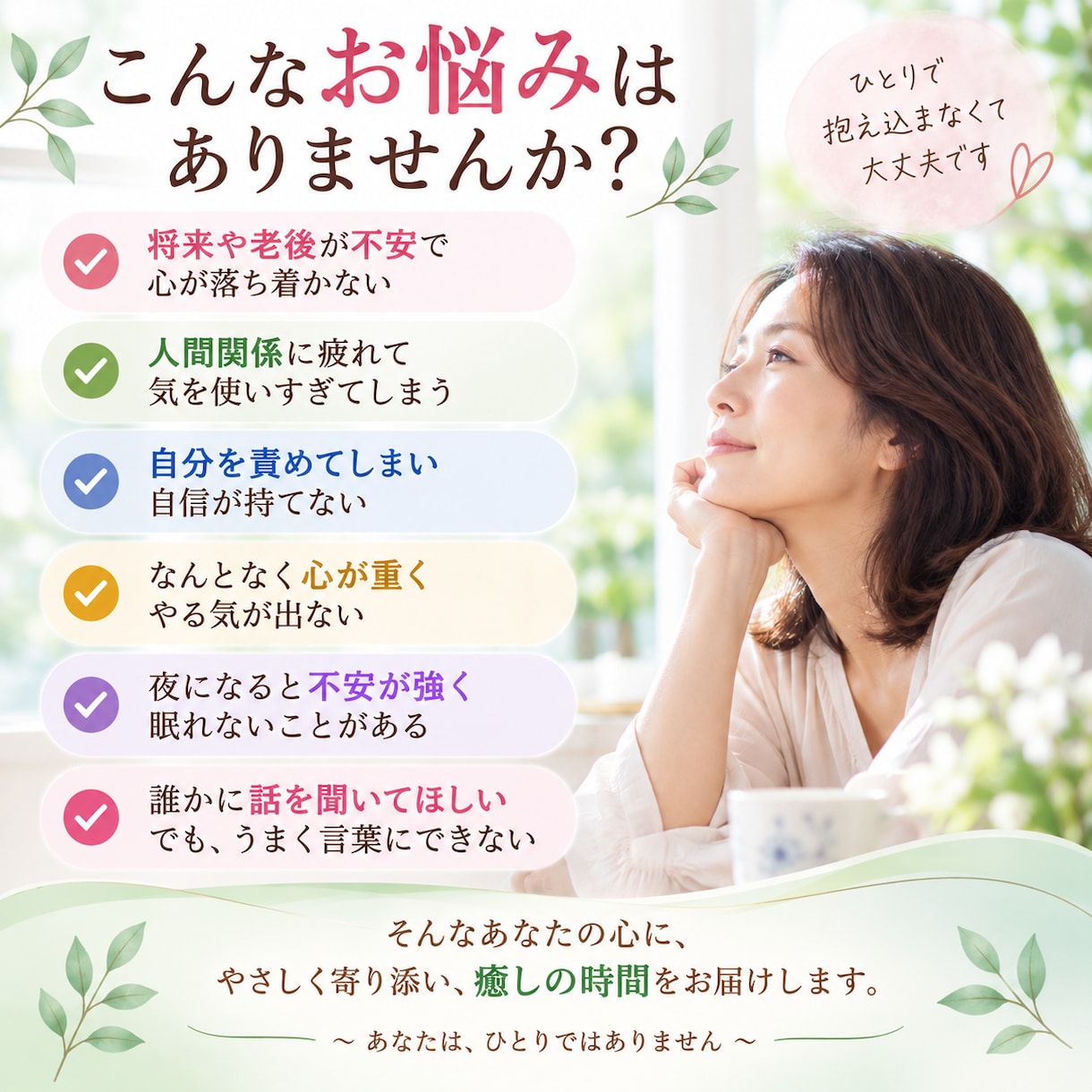 不安な心を遠隔ヒーリングで癒します 30日間のメッセージサポート付きで心に寄り添います イメージ2