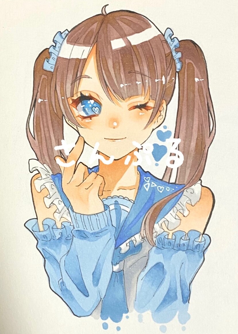 女の子のアナログイラストを作成致します 女の子をイラストマーカーで可愛いイラストを描きます！ イメージ3