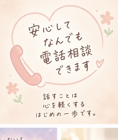 心がふわっと軽くなる、あなたのための相談できます うまく話せなくても大丈夫。あなたの気持ちゆっくり整理しよう。 イメージ1