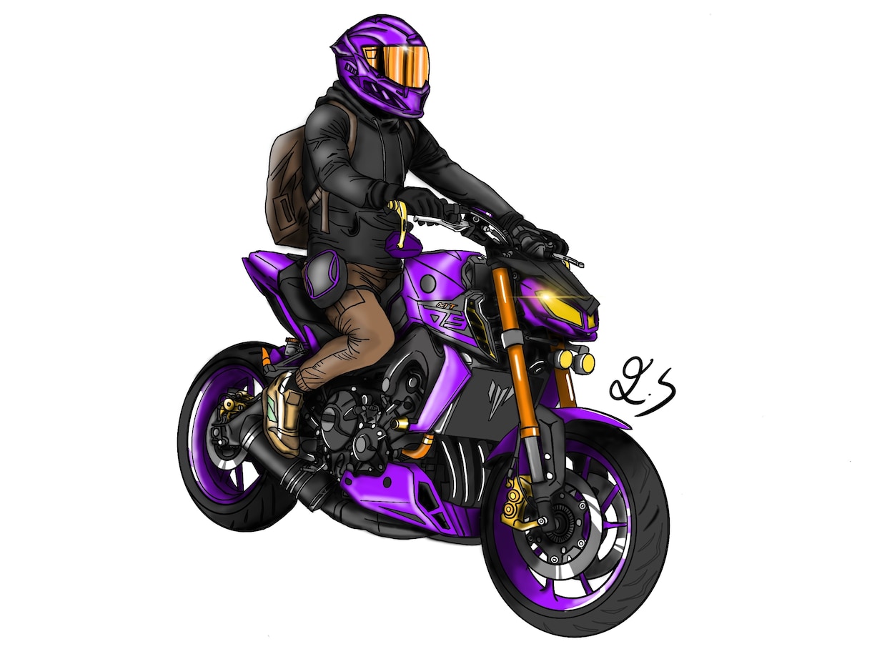 バイク、車のイラストを描きます 皆様の愛車をリアルに近いポップなスタイルでお描き。 イメージ4