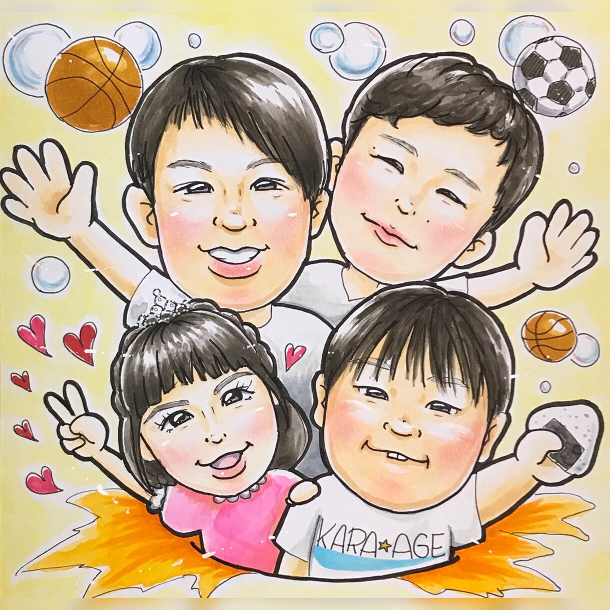色紙サイズ✿お子様の似顔絵をお描きします 誕生日や節句、入園卒園、入学卒業のお祝いに✿《送料込》 イメージ2