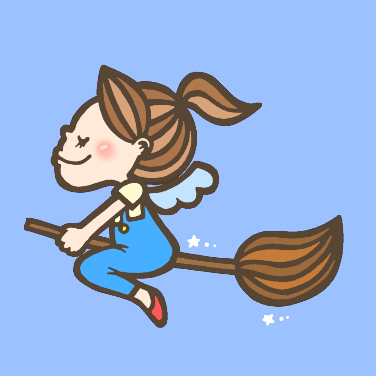 太めの線画で天使の女の子のイラスト描きます アナログの線画にデジタルで色付けしていきます。 イメージ1