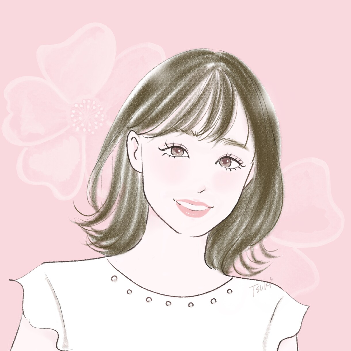 フェミニンな似顔絵アイコン作成します SNS、アイコン、ブログ、名刺等に☆ イメージ1