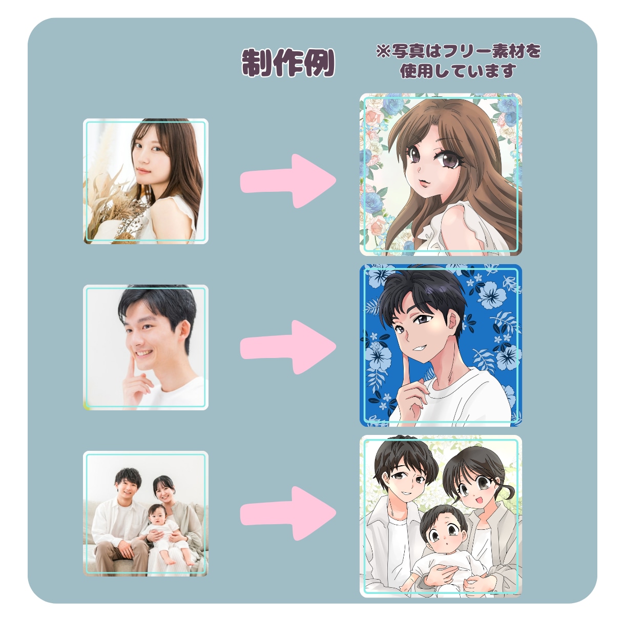 写真をアニメ風に！あなたを可愛く描きます あなたの顔が、アニメ風に劇的変身！ イメージ3