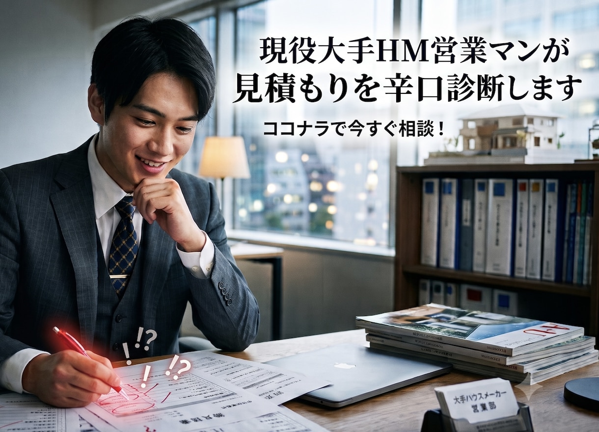 現役大手HM営業マンが見積りを辛口診断します 宅建・FP2級・住宅ローンアドバイザー資格保有 イメージ1