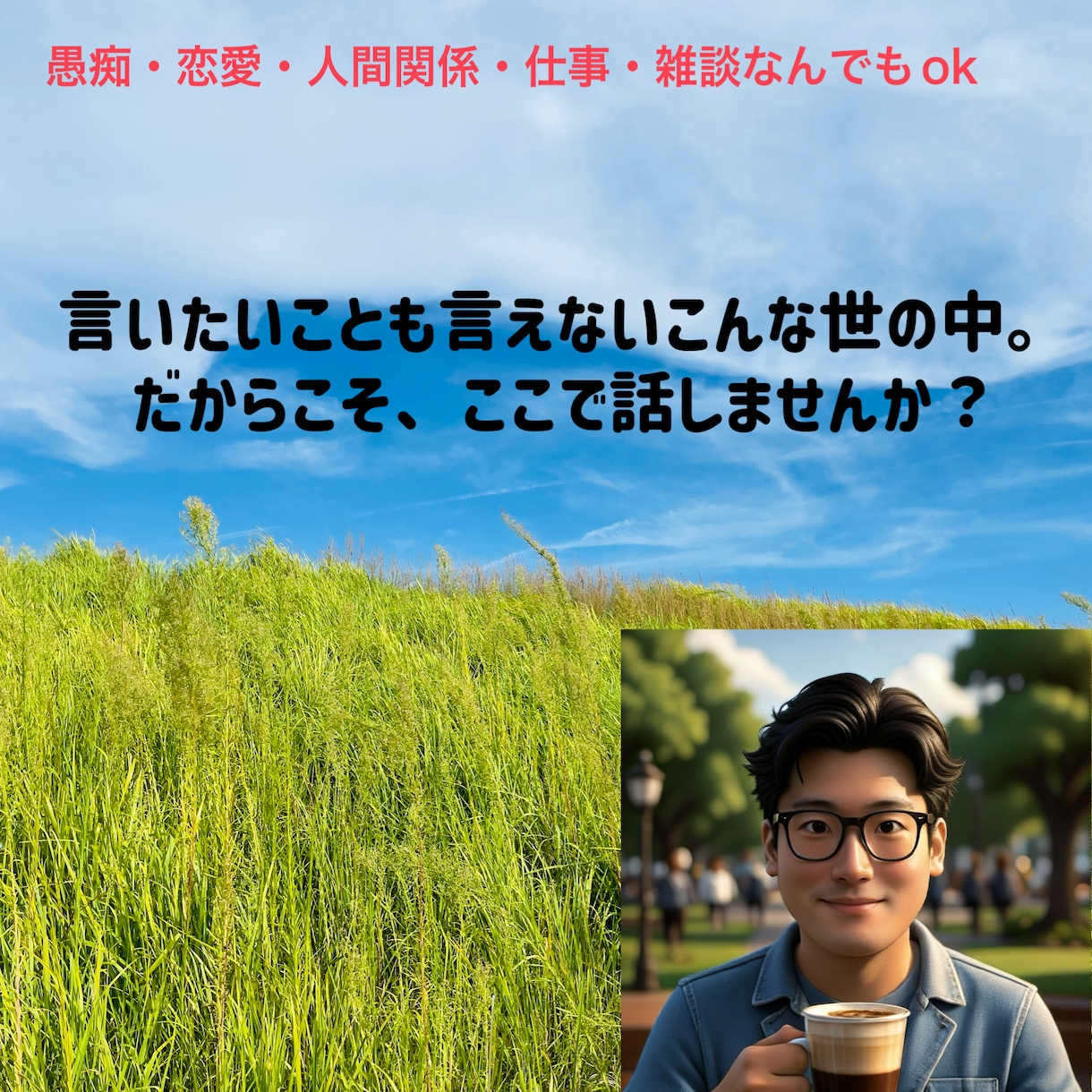 誰にも言えない悩み、全部聞きます 言いたいことも言えないこんな世の中、話すと少し楽になります。 イメージ1