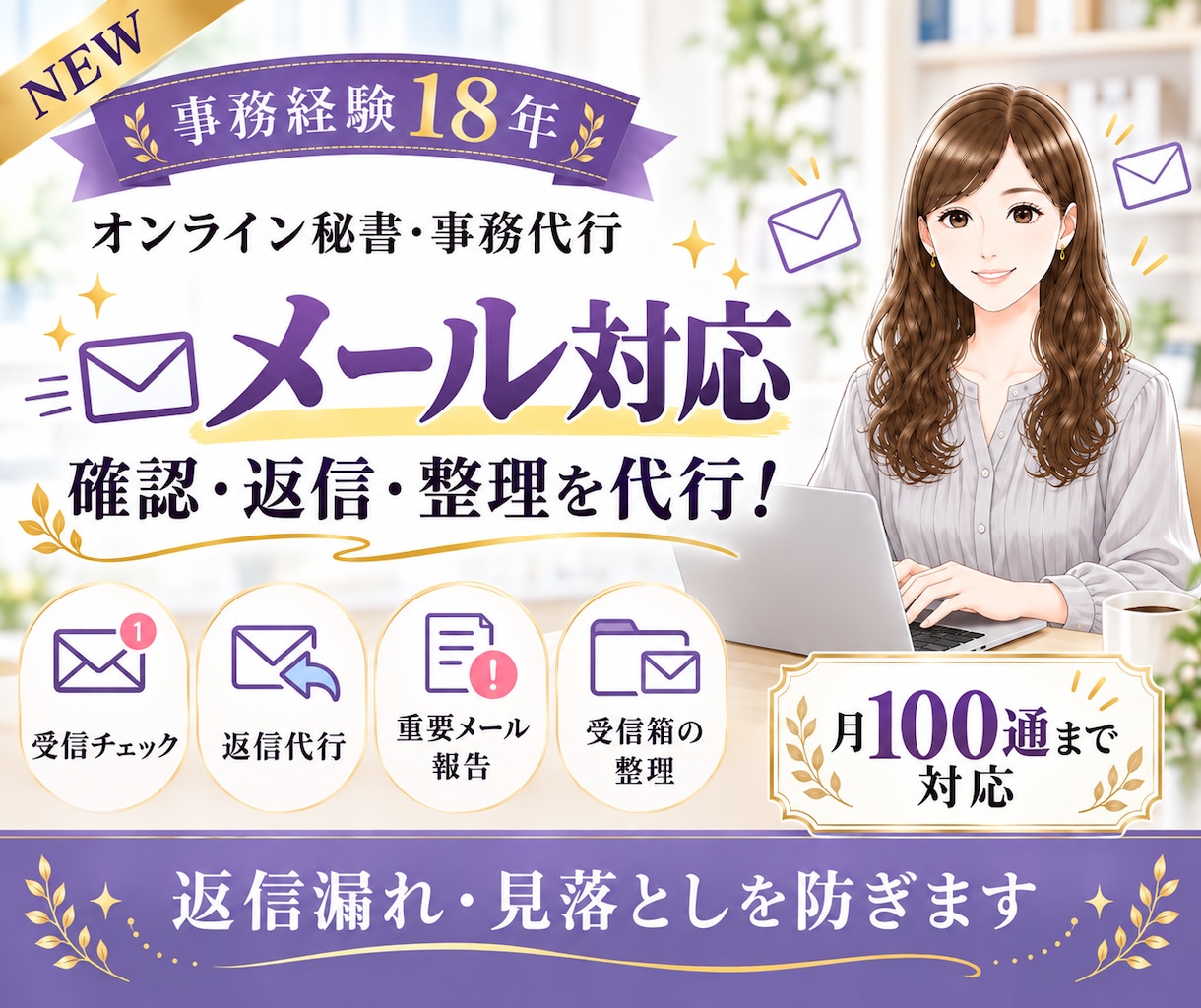 即レス！メールの確認・返信・整理を代行します ✨NEW✨返信漏れゼロへ｜月100通まで丁寧に対応 イメージ1