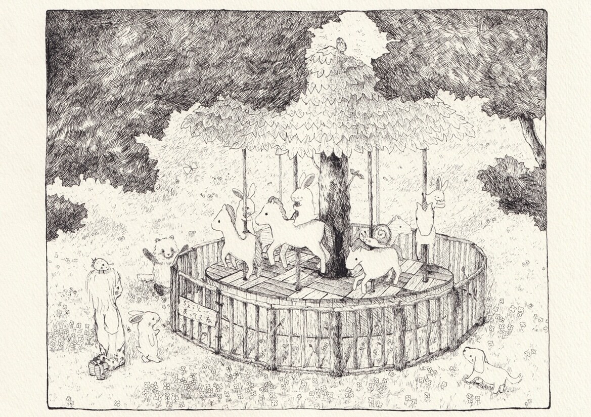 絵本作家が描くペン画イラスト30×30cm作ります 原画を飾ったり。会社案内やポスター、広告に存在感を与えます。 イメージ1