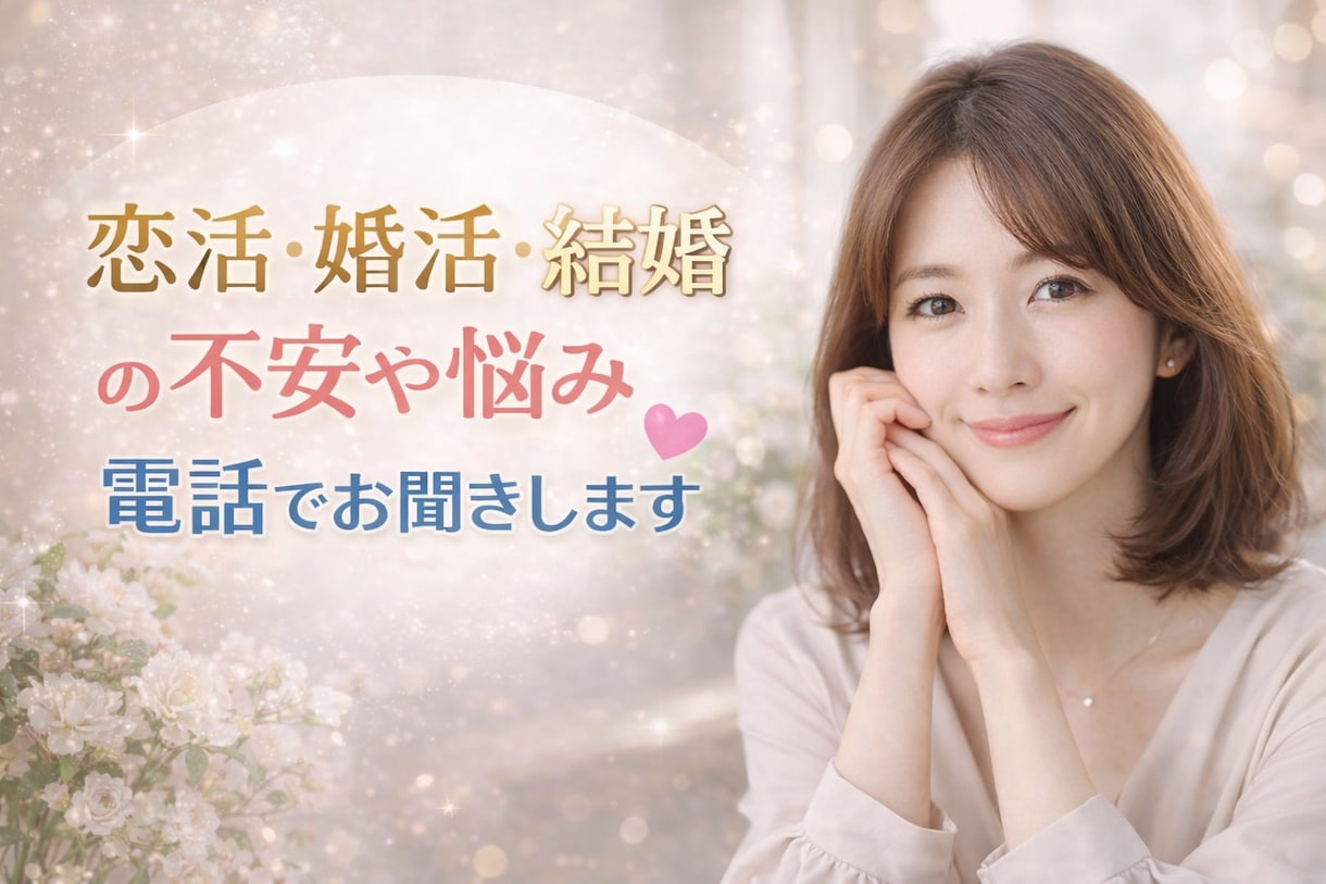 恋活・婚活の悩みを電話で整理します 迷いや不安、実際のところどうなのかについて等一緒に考えます。 イメージ1