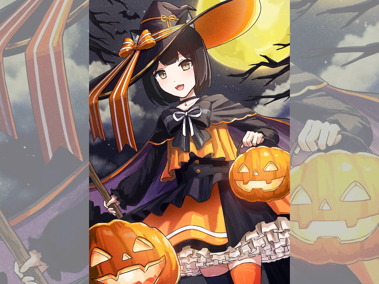ハロウィン魔女っ子量産イラスト制作いたします まだ間に合う！ハロウィン量産イラストを低価格短納期で納品！ イメージ1