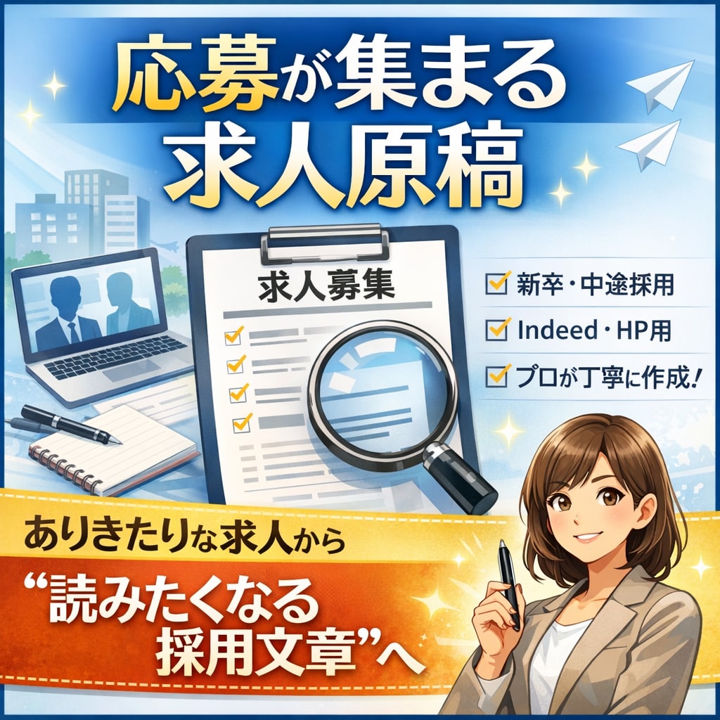 採用／応募につながる求人原稿を作成・改善します 現場目線で、伝わる・選ばれる文章に仕上げます イメージ1