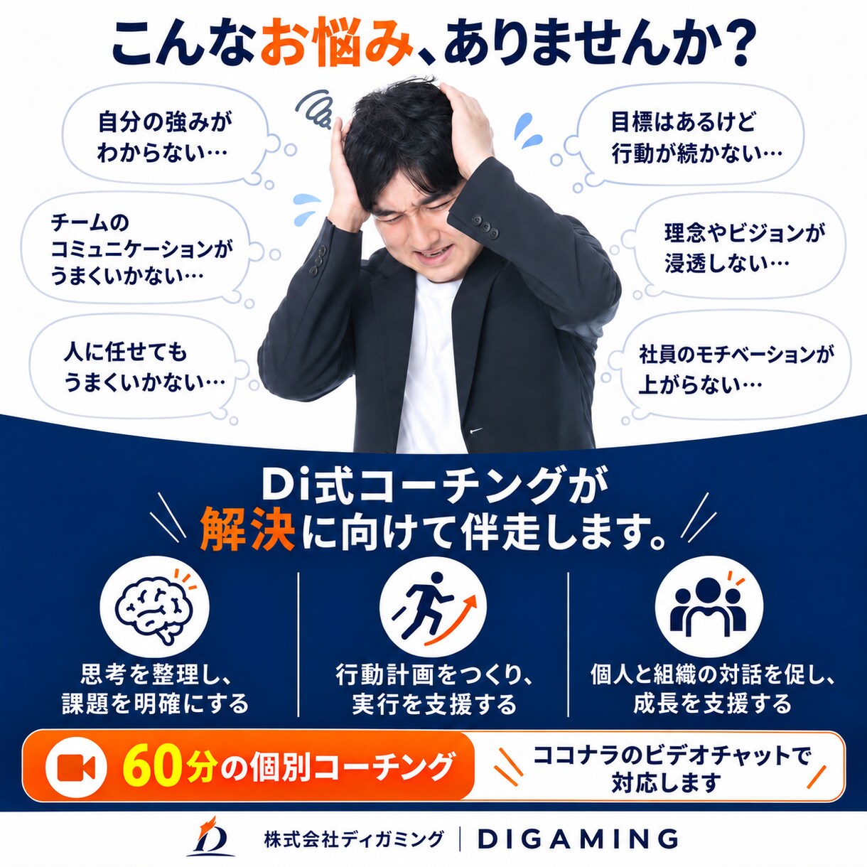 組織・人材の悩みを整理し次の一手を考えますます 経営者・管理職の人材育成やチーム課題を60分で整理します イメージ2