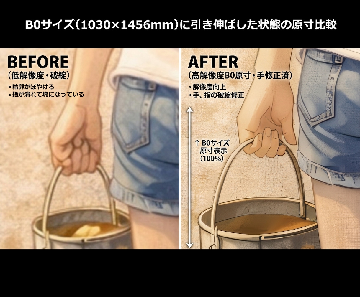 AIイラストを大判印刷できる品質に仕上げます 手の破綻も粗い解像度も。看板・パネル用データに整えます イメージ2