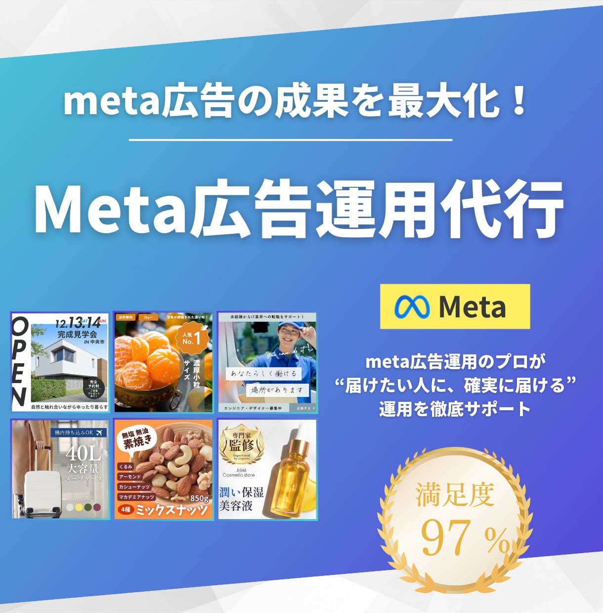 丸投げOK！Meta広告の運用•代行いたします 実績豊富なMeta公式認定のプロが、貴社の目標達成を実現！ イメージ1