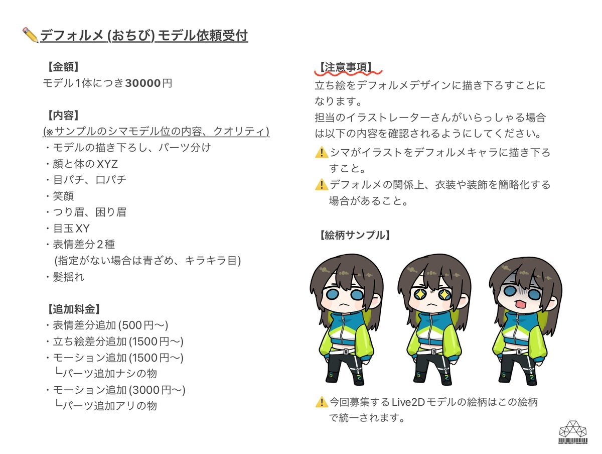 ゆる～いおちびスタイルのLive2Dモデル作ります 普段と一味違うスタイルのモデルで新鮮な活動を！ イメージ2