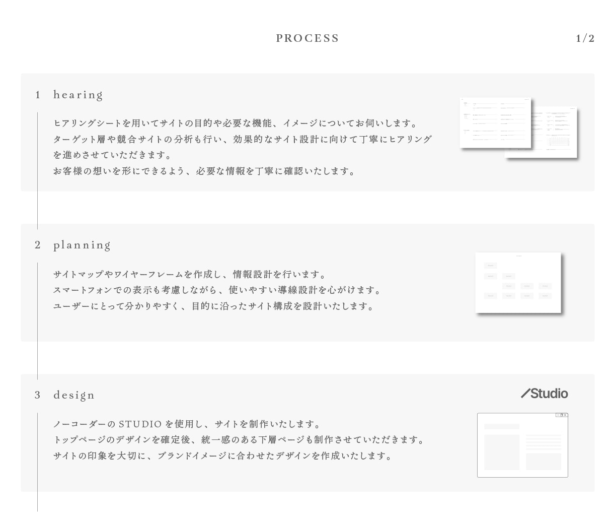 STUDIOでオリジナルのwebサイトを制作します サーバー契約不要で初期費用を抑えたwebサイト制作 イメージ2