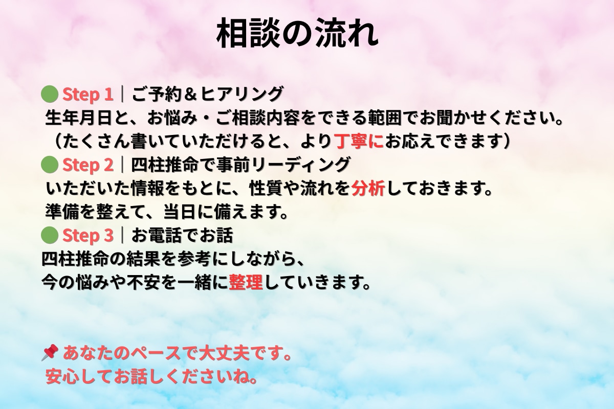 電話相談×四柱推命で恋愛・結婚のご縁を鑑定します 生年月日から読み解く出会いと未来をアドバイス イメージ2