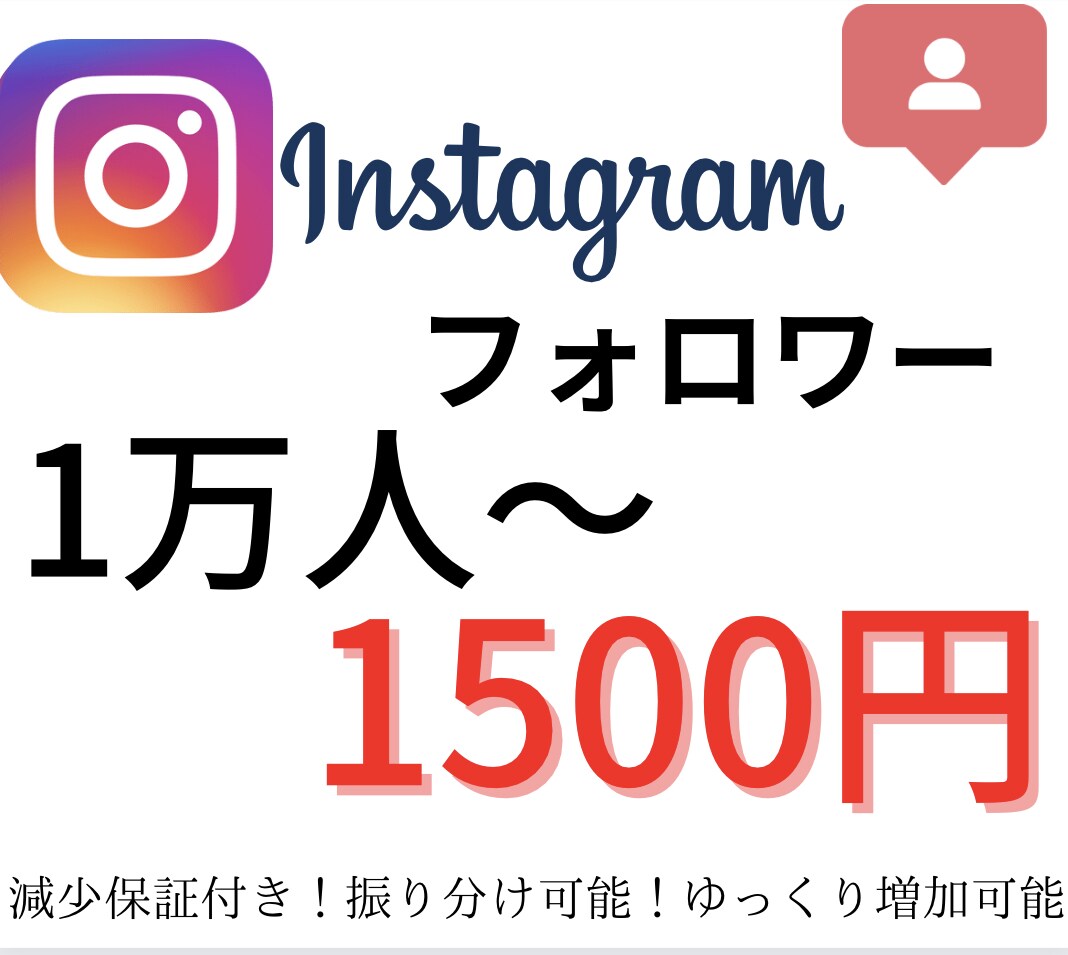10名様限定】インスタ1万人1500円で増やします 振り分け可能！減少保証付き！ゆっくり増加可能！ イメージ1
