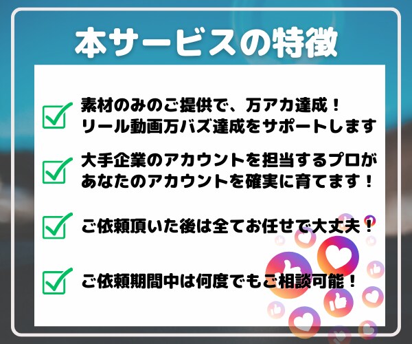 ほぼ丸投げ！インスタ運用代行＋サポートします 素材提供のご協力のみでOK！丸投げで運用します！ イメージ4