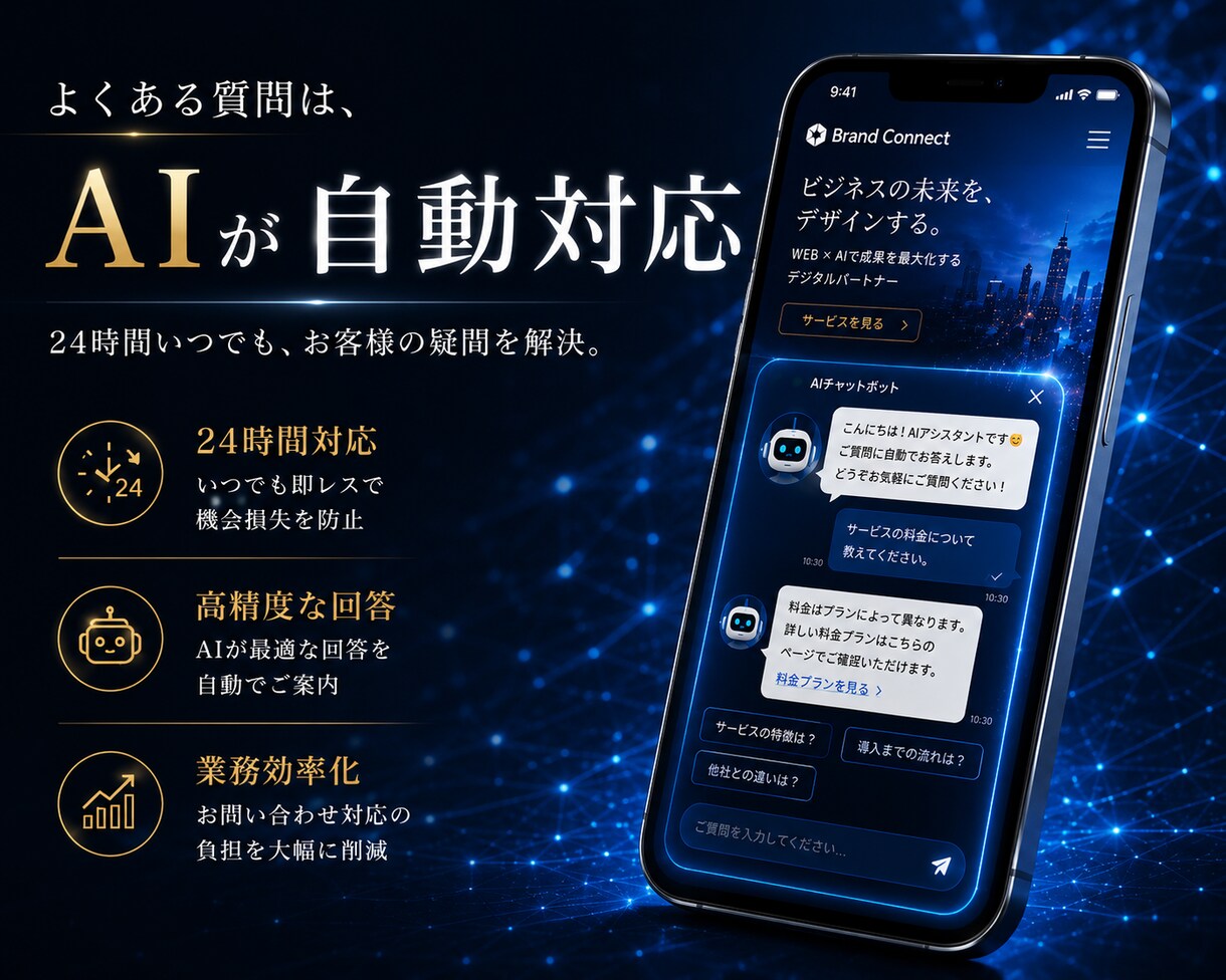 3社様限定価格！AIチャットボットHPを制作します AIチャットボット付き集客HPを制作します｜スマホ対応 イメージ3