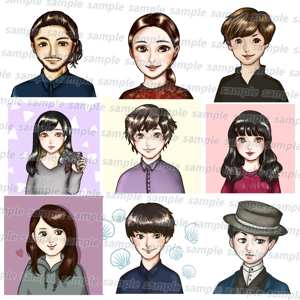商用利用可！SNSやブログに使える似顔絵作成します 最短48時間以内納品！格安でブログやSNSのアイコンに！ イメージ8