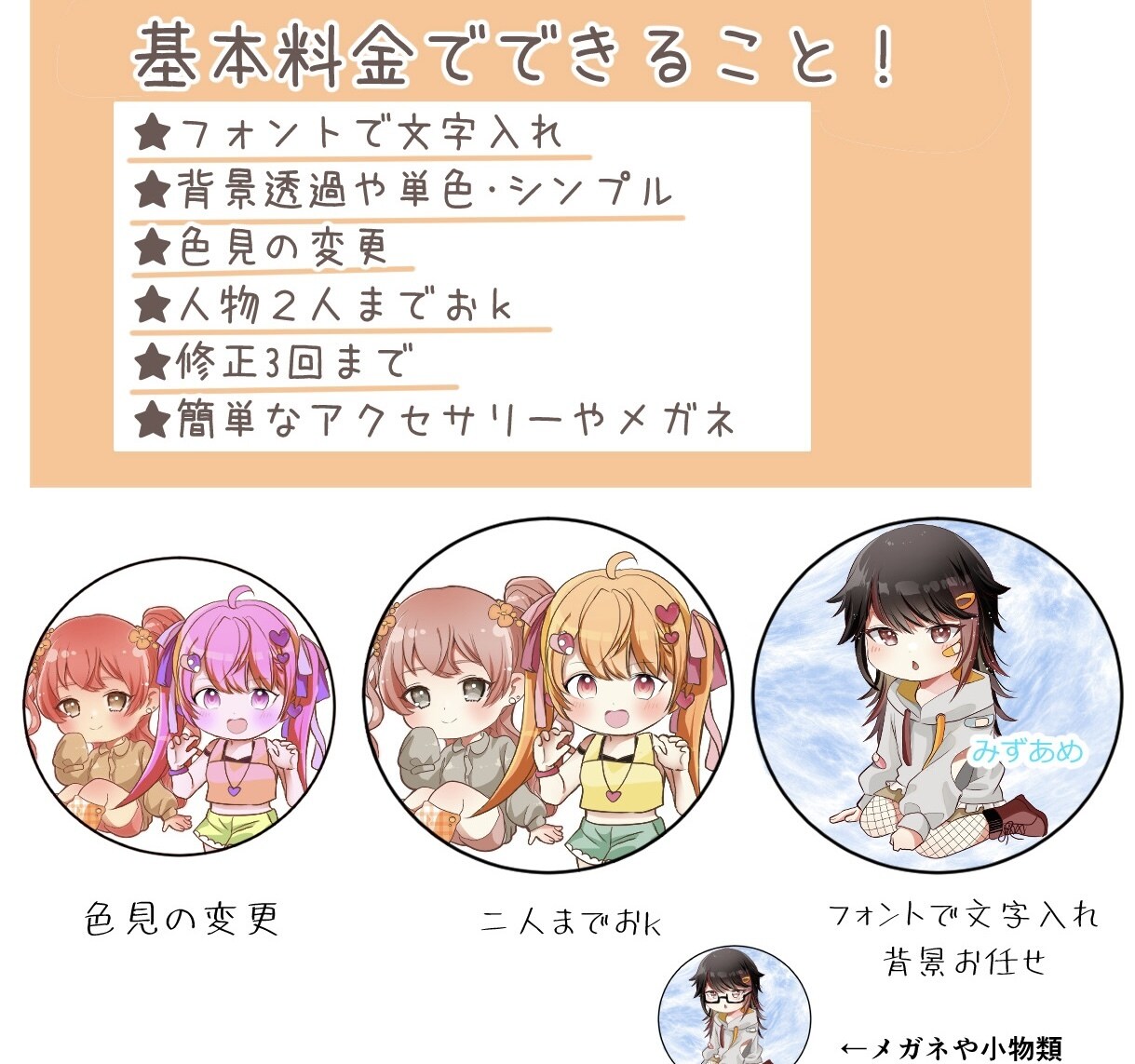 かわいいミニキャラアイコン描きます イメージに合わせて丁寧にご相談しながら描かせていただきます！ イメージ4