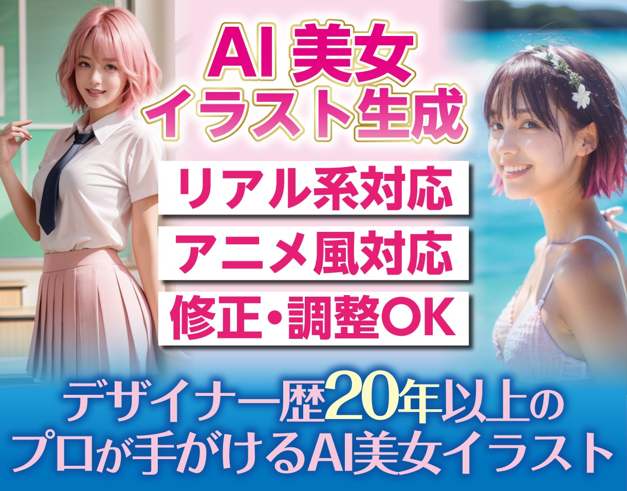 広告デザイナーのプロが作る AI美女画像代行します リアル系・アニメ風対応｜修正迅速｜デザイナー歴20年以上 イメージ1