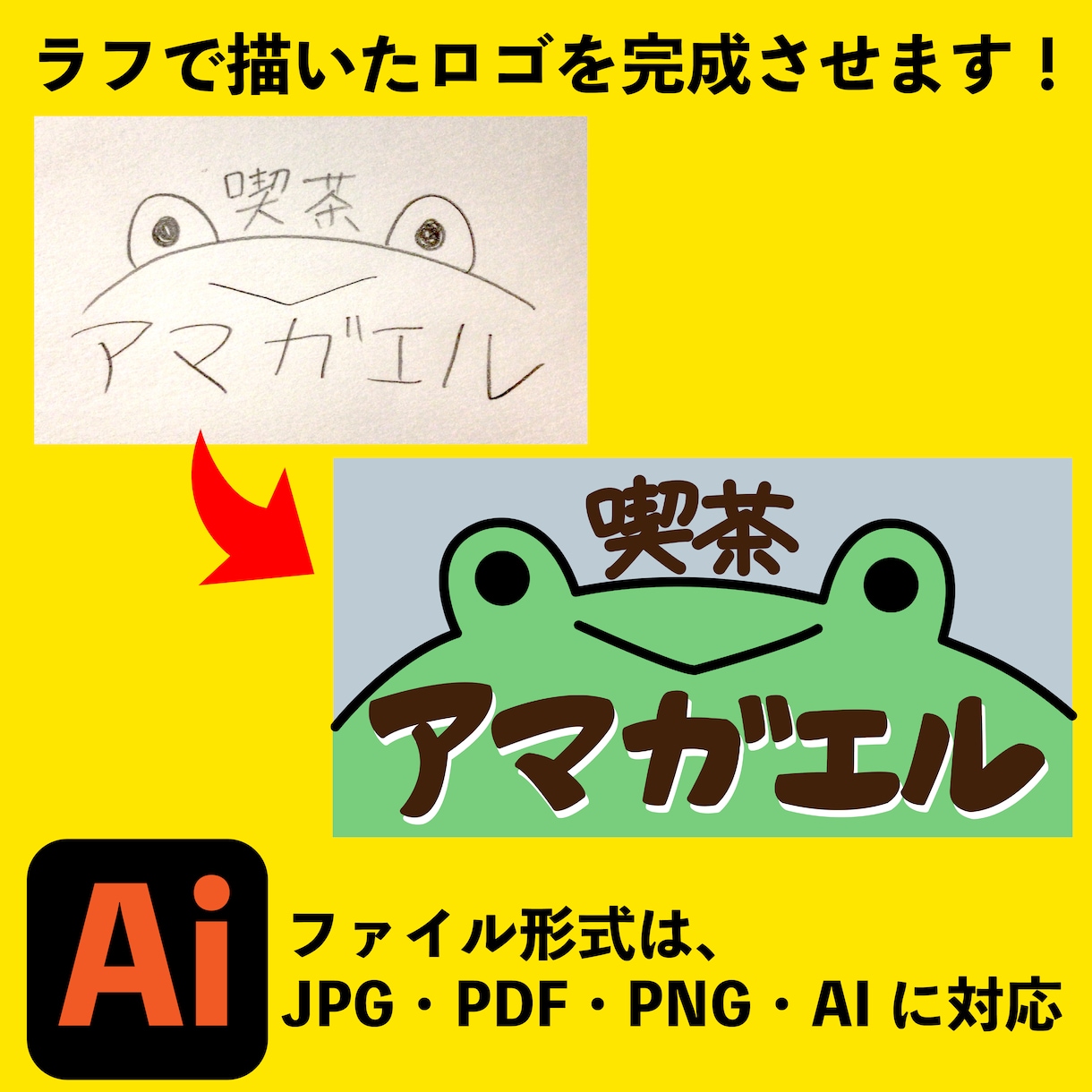 イラストや画像のトレースでAiデータを作成します 手描きのイラストや画像をデータ化できます。 イメージ2
