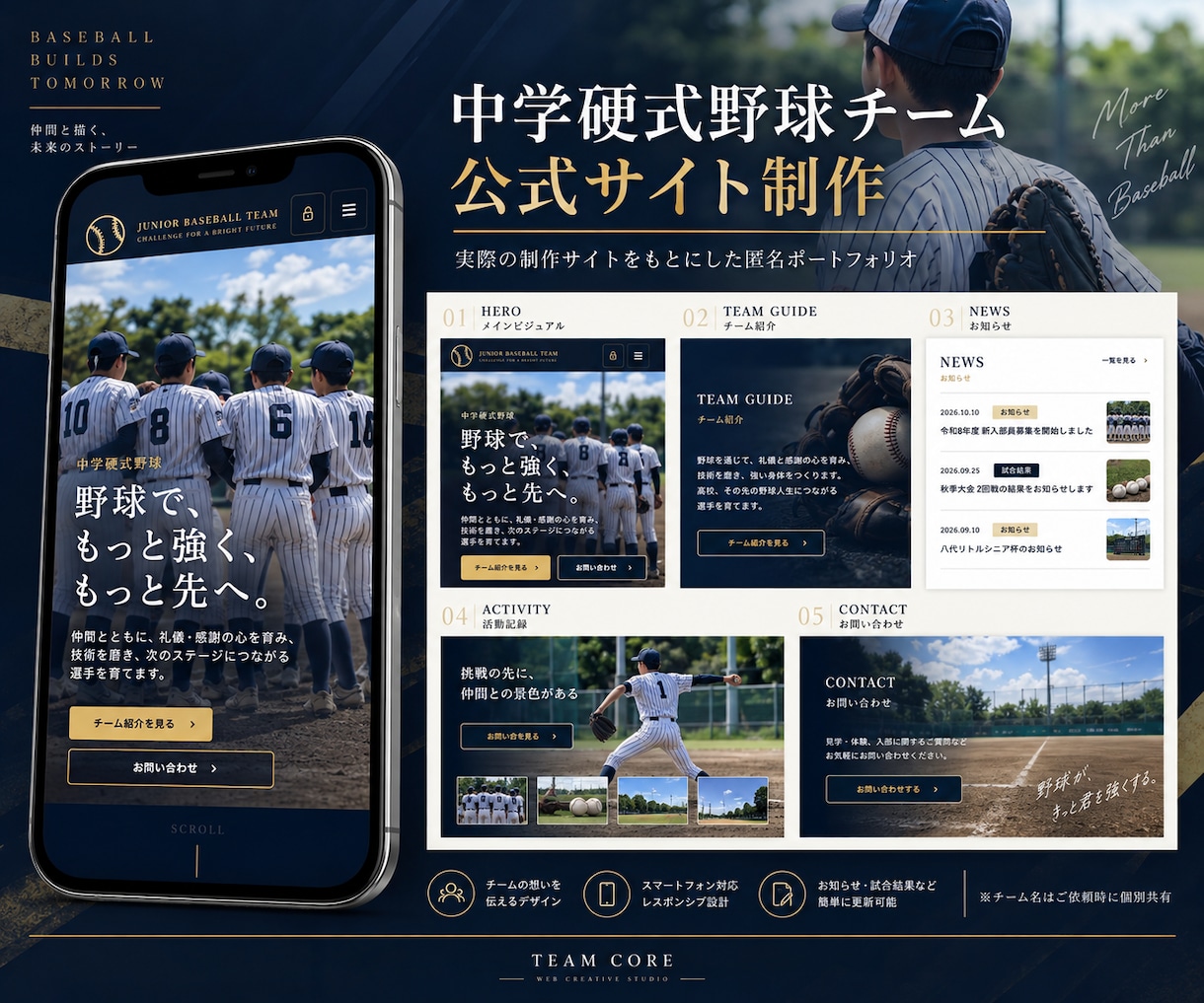 店舗・教室・団体向けホームページを制作します 少年野球などスポーツチームにもおすすめです イメージ3